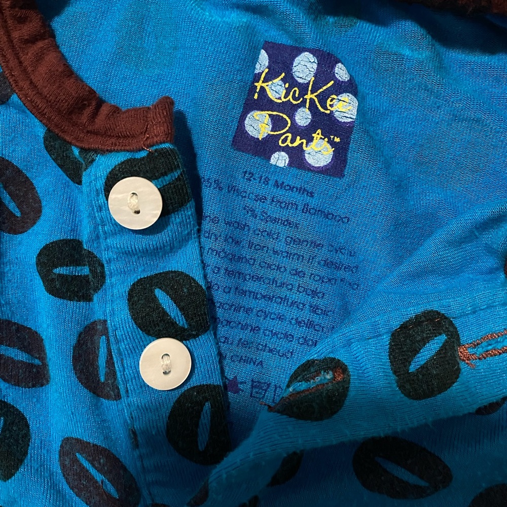 Kickee Pants Short Sleeve Henley Romper 12-18mo - coffee beans